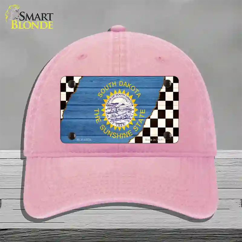 South Dakota Racing Flag Novelty License Plate Hat Tag Unconstructed Cotton / Pink