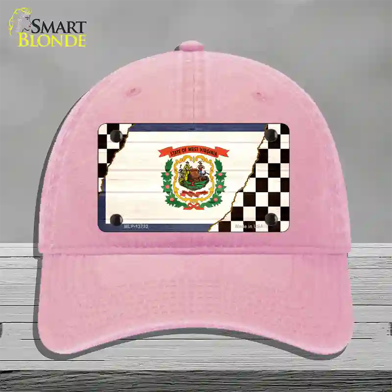 West Virginia Racing Flag Novelty License Plate Hat Tag Unconstructed Cotton / Pink