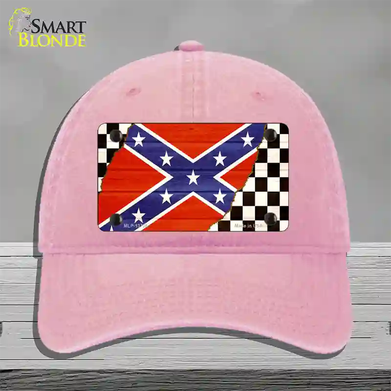 Confederate Racing Flag Novelty License Plate Hat Tag Unconstructed Cotton / Pink