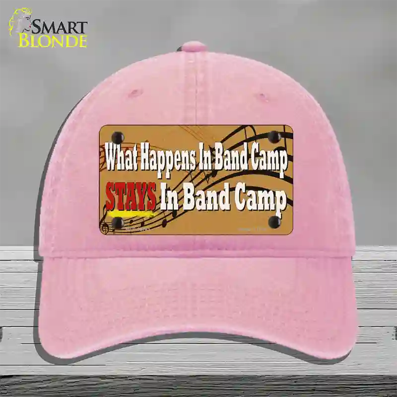 What Happens In Band Camp Novelty License Plate Hat Tag Unconstructed Cotton / Pink