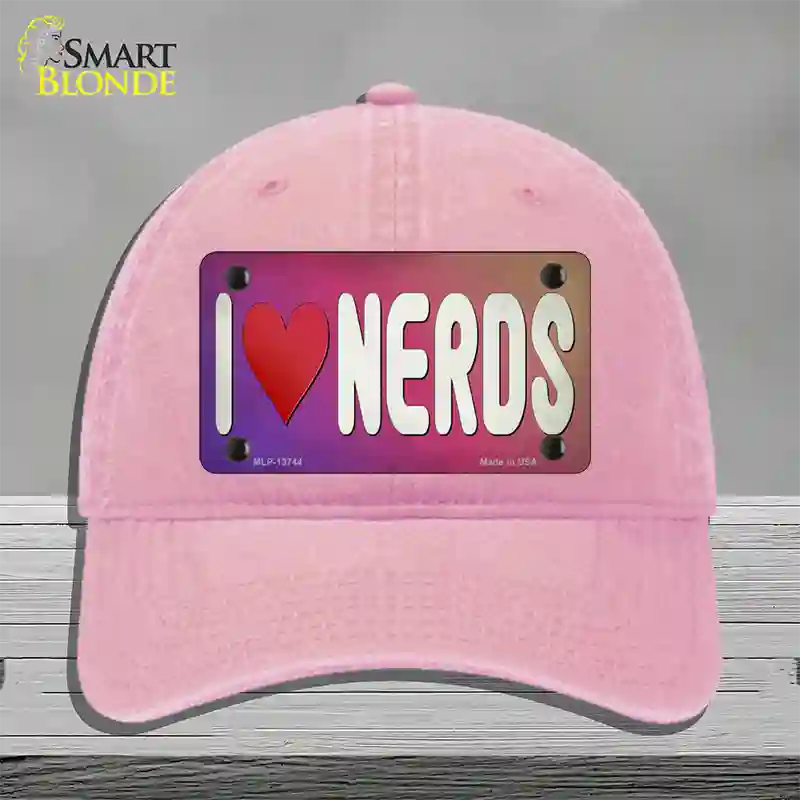 I Love Nerds Novelty License Plate Hat Tag Unconstructed Cotton / Pink