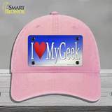 I Love My Geek Novelty License Plate Hat Tag Unconstructed Cotton / Pink