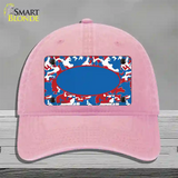 Patriotic Camouflage With Blue Center Oval Novelty License Plate Hat Unconstructed Cotton / Pink