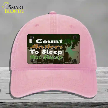 I Count Antlers To Sleep Novelty License Plate Hat Tag Unconstructed Cotton / Pink