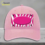 Hot Pink White Zebra Center Oval Novelty License Plate Hat Unconstructed Cotton / Pink