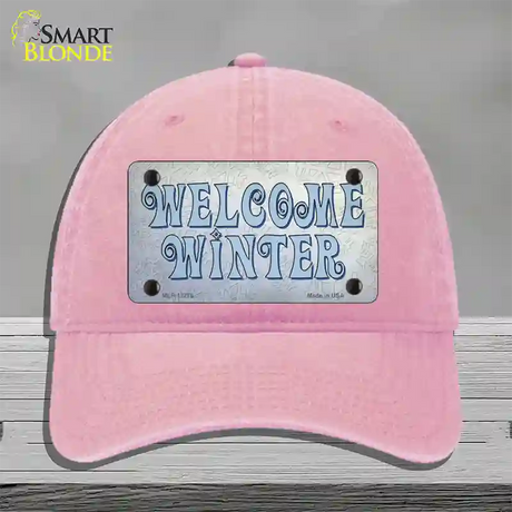 Welcome Winter Novelty License Plate Hat Tag Unconstructed Cotton / Pink