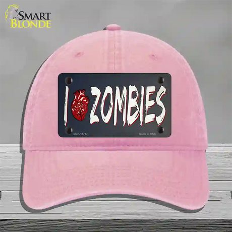 I Love Zombies Novelty License Plate Hat Tag Unconstructed Cotton / Pink