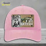 Route Sixty Six Novelty License Plate Hat Tag Unconstructed Cotton / Pink