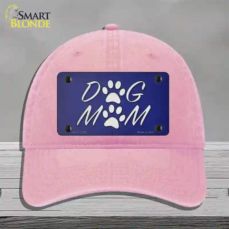 Dog Mom Novelty License Plate Hat Tag Unconstructed Cotton / Pink