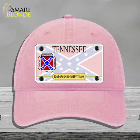 Tennessee Sons Of Confederate Novelty License Plate Hat Unconstructed Cotton / Pink