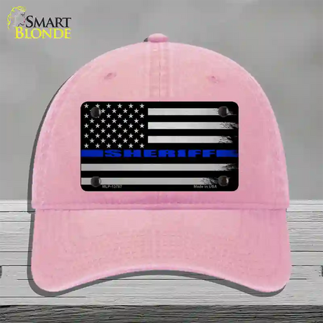 Sheriff Blue Flag Novelty License Plate Hat Tag Unconstructed Cotton / Pink