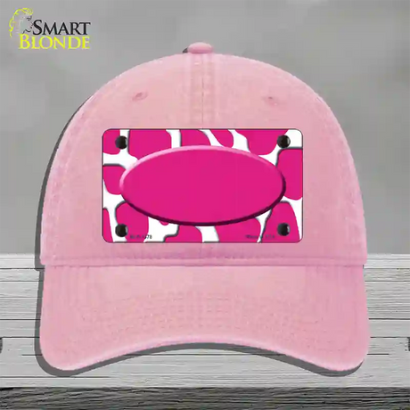 Pink White Giraffe Center Oval Novelty License Plate Hat Unconstructed Cotton / Pink