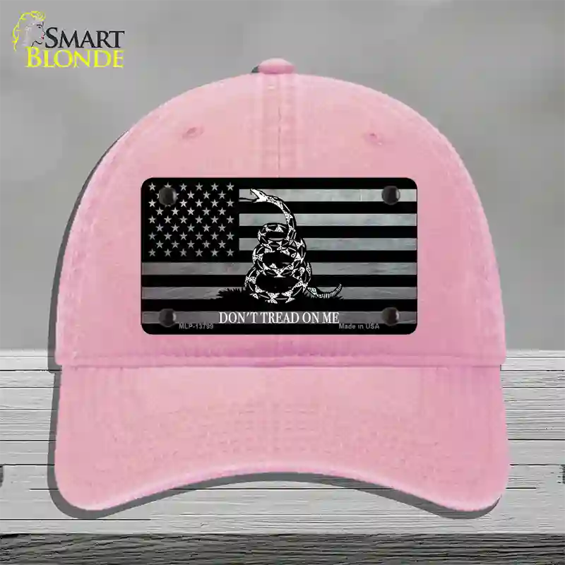 Dont Tread On Me American Flag Novelty License Plate Hat Unconstructed Cotton / Pink