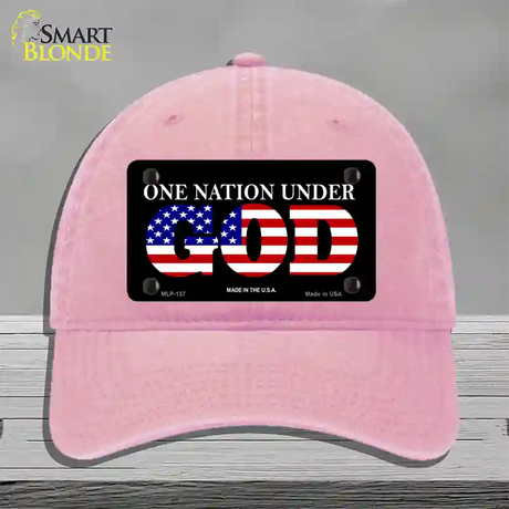 One Nation Under God Novelty License Plate Hat Unconstructed Cotton / Pink