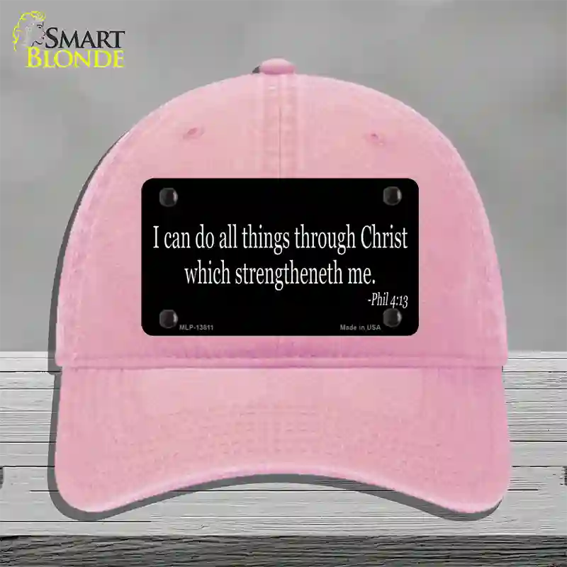 Phil 4 13 Bible Verse Novelty License Plate Hat Tag Unconstructed Cotton / Pink