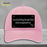 Phil 4 13 Bible Verse Novelty License Plate Hat Tag Unconstructed Cotton / Pink