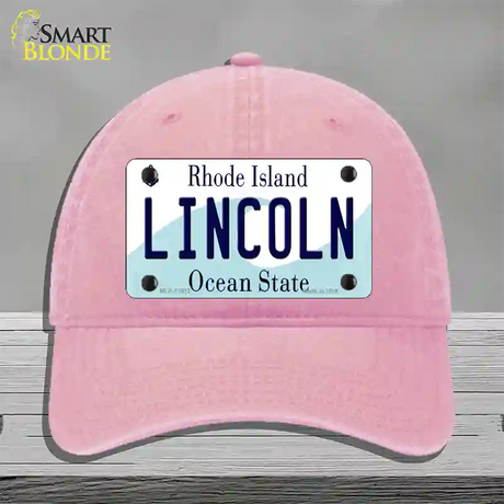 Lincoln Rhode Island Novelty License Plate Hat Novelty License Plate Hat Unconstructed Cotton / Pink