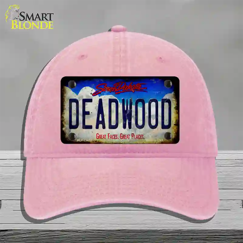 Deadwood South Dakota Rusty Novelty License Plate Hat Tag Unconstructed Cotton / Pink