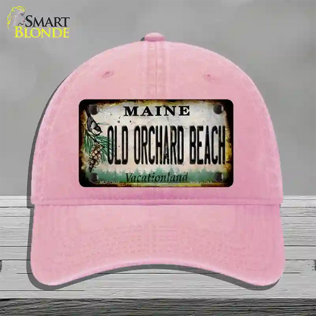 Old Orchard Beach Maine Rusty Novelty License Plate Hat Tag Unconstructed Cotton / Pink