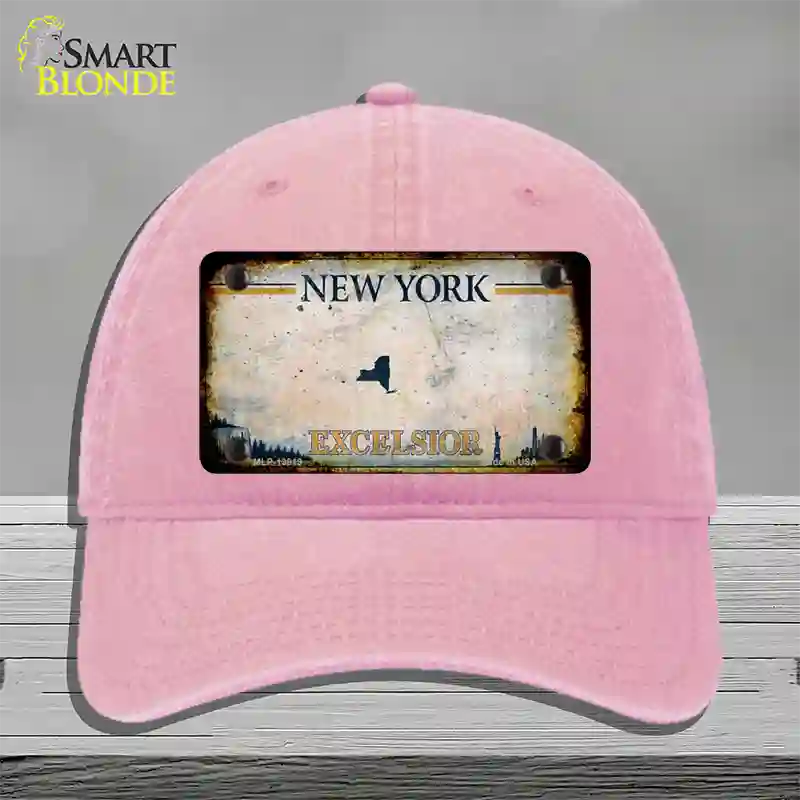 New York Excelsior Rusty Novelty License Plate Hat Unconstructed Cotton / Pink