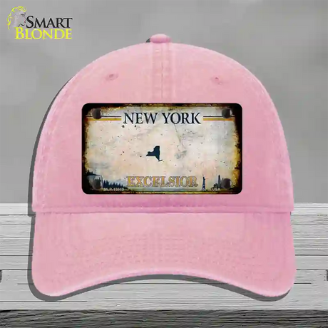 New York Excelsior Rusty Novelty License Plate Hat Unconstructed Cotton / Pink