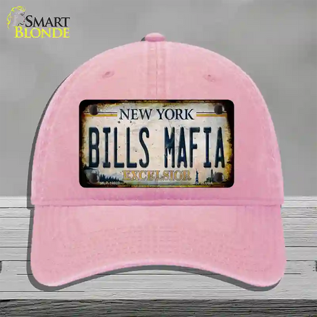 Bills Mafia New York Rusty Novelty License Plate Hat Tag Unconstructed Cotton / Pink