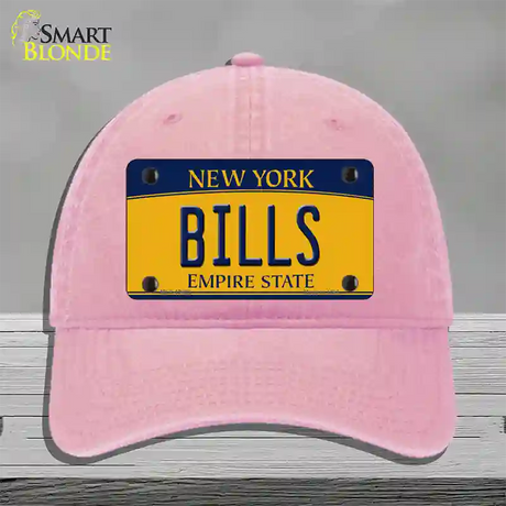 Bills New York Yellow Novelty License Plate Hat Tag Unconstructed Cotton / Pink