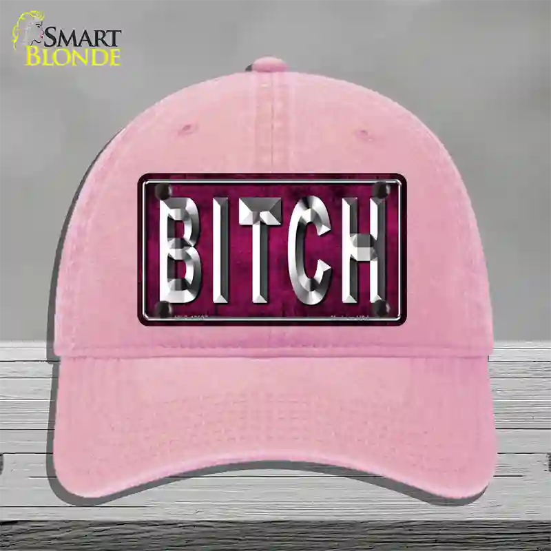 Bitch Pink Novelty License Plate Hat Tag Unconstructed Cotton / Pink