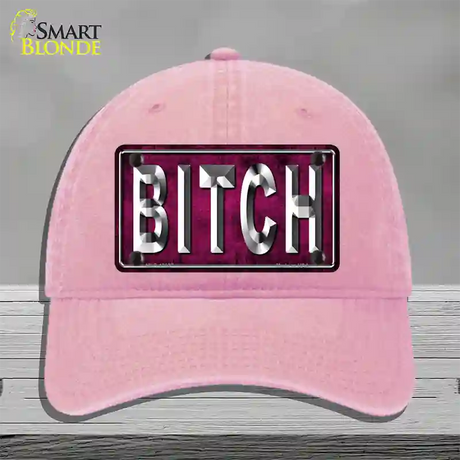 Bitch Pink Novelty License Plate Hat Tag Unconstructed Cotton / Pink