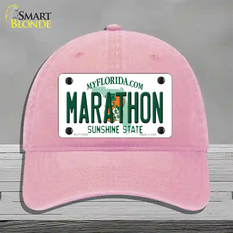 Marathon Florida Novelty License Plate Hat Tag Unconstructed Cotton / Pink