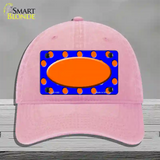 Orange Royal Blue Polka Dot Orange Center Oval Novelty License Plate Hat Unconstructed Cotton / Pink