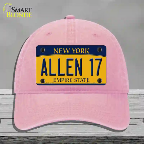 Allen 17 New York Novelty License Plate Hat Tag Unconstructed Cotton / Pink