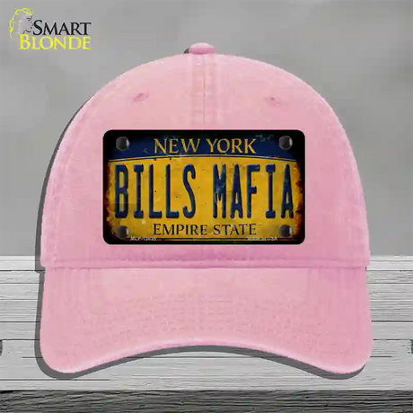 Bills Mafia New York Yellow Rusty Novelty License Plate Hat Tag Unconstructed Cotton / Pink