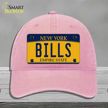 Bills NY Yellow Novelty License Plate Hat Tag Unconstructed Cotton / Pink