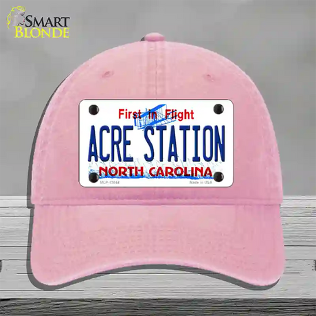 Acre Station North Carolina Novelty License Plate Hat Tag Unconstructed Cotton / Pink