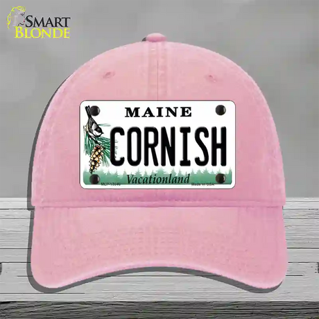 Cornish Maine Novelty License Plate Hat Tag Unconstructed Cotton / Pink