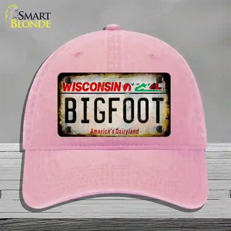 Bigfoot Wisconsin Novelty License Plate Hat Tag Unconstructed Cotton / Pink