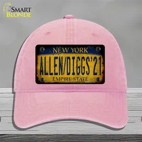 Allen Diggs 21 NY Yellow Rusty Novelty License Plate Hat Tag Unconstructed Cotton / Pink