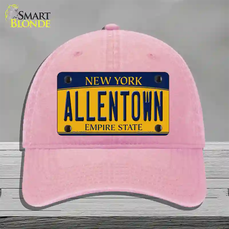 Allentown NY Yellow Novelty License Plate Hat Tag Unconstructed Cotton / Pink