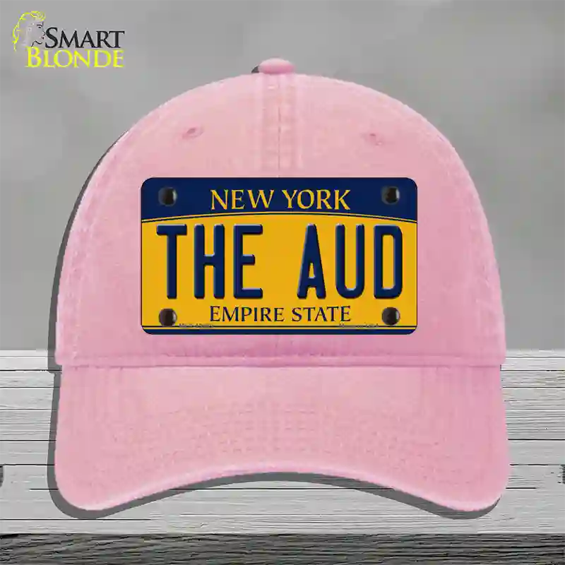 The Aud NY Yellow Novelty License Plate Hat Tag Unconstructed Cotton / Pink