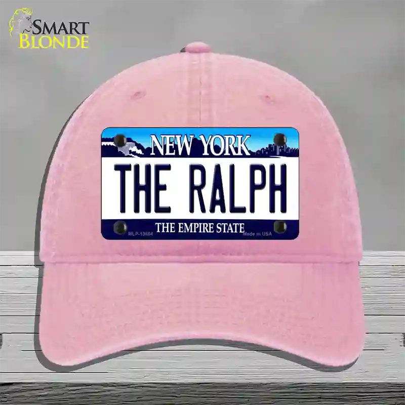 The Ralph NY Blue Novelty License Plate Hat Tag Unconstructed Cotton / Pink