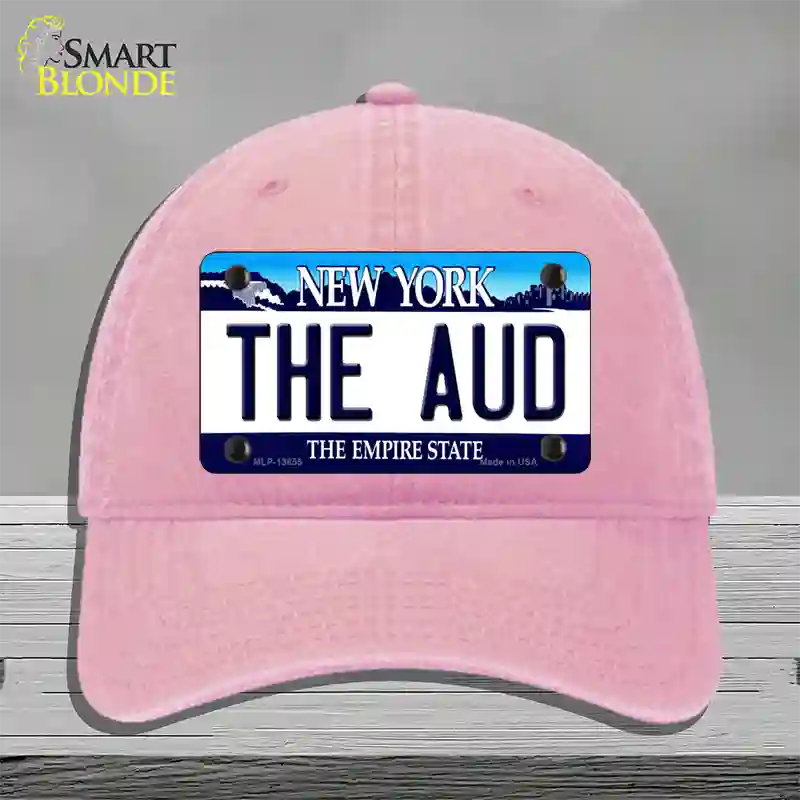 The Aud NY Blue Novelty License Plate Hat Tag Unconstructed Cotton / Pink