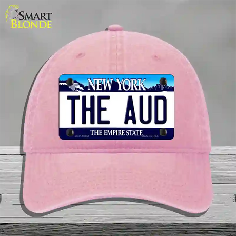 The Aud NY Blue Novelty License Plate Hat Tag Unconstructed Cotton / Pink