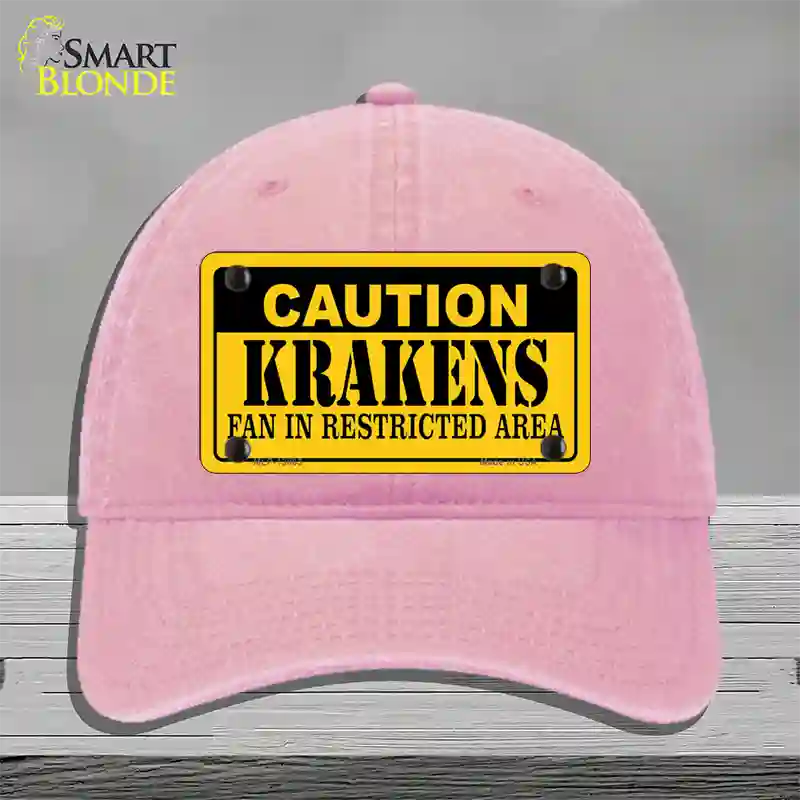 Caution Krakens Novelty License Plate Hat Tag Unconstructed Cotton / Pink