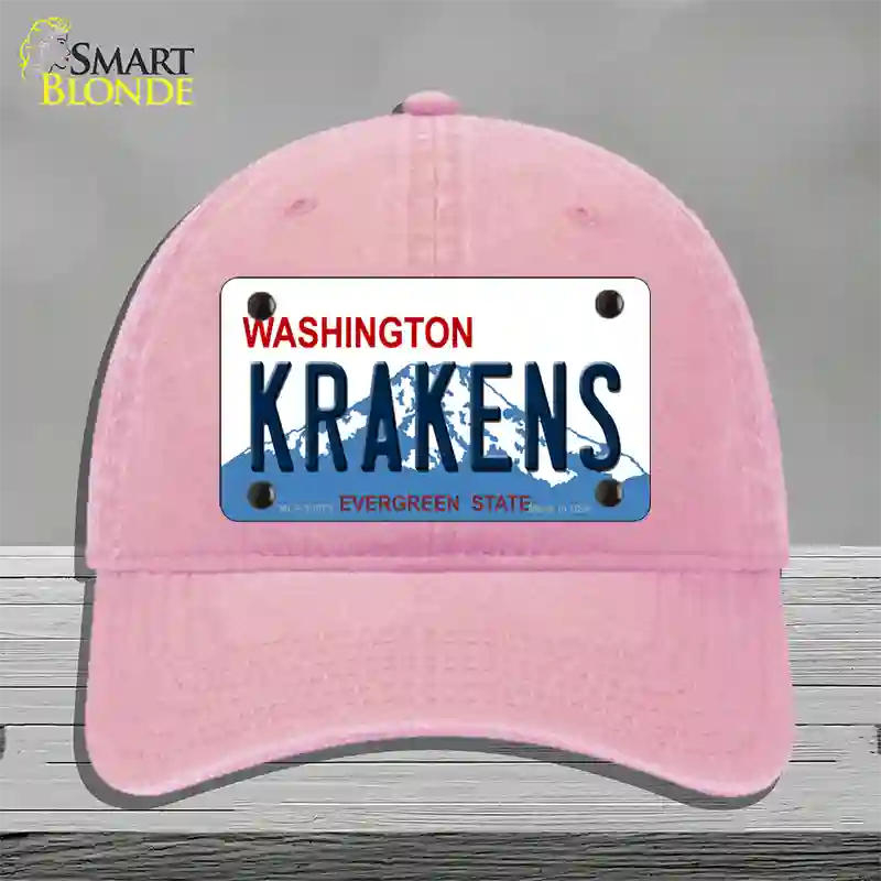 Krakens Washington Novelty License Plate Hat Tag Unconstructed Cotton / Pink