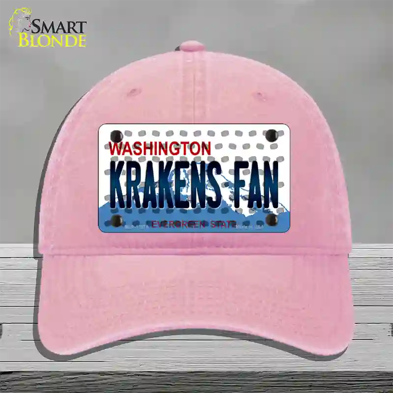 Krakens Fan Washington Overlay Novelty License Plate Hat Tag Unconstructed Cotton / Pink