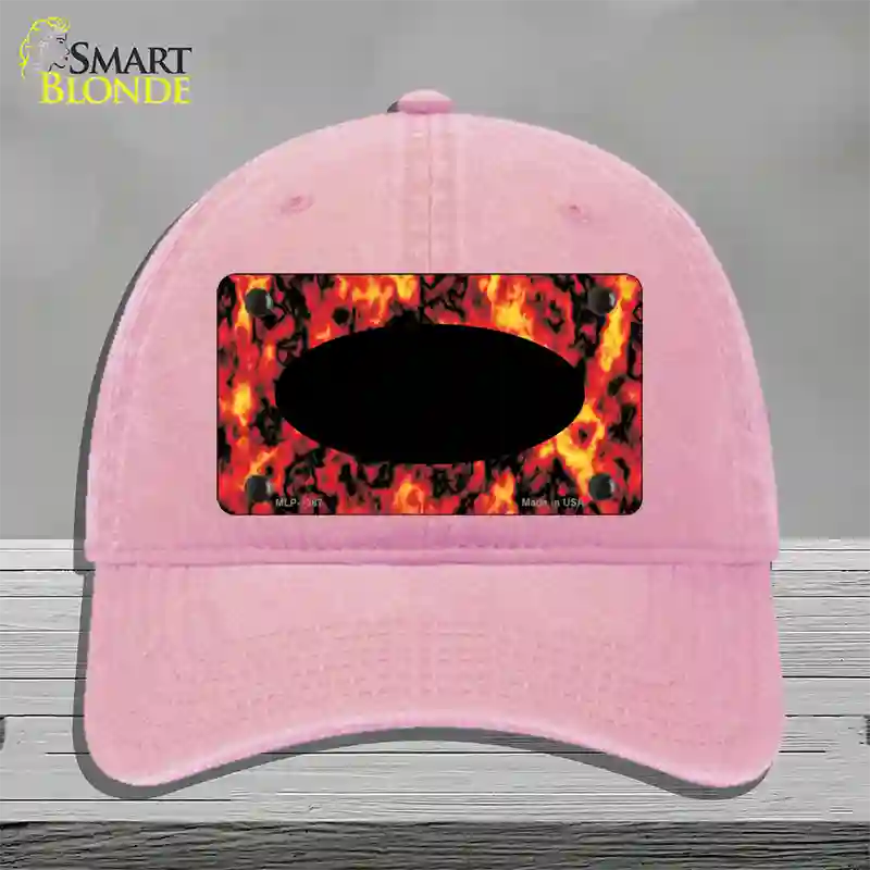 Fire Explosion With Black Center Oval Novelty License Plate Hat Unconstructed Cotton / Pink