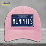 Memphis Tennessee Blue Novelty License Plate Hat Tag Unconstructed Cotton / Pink