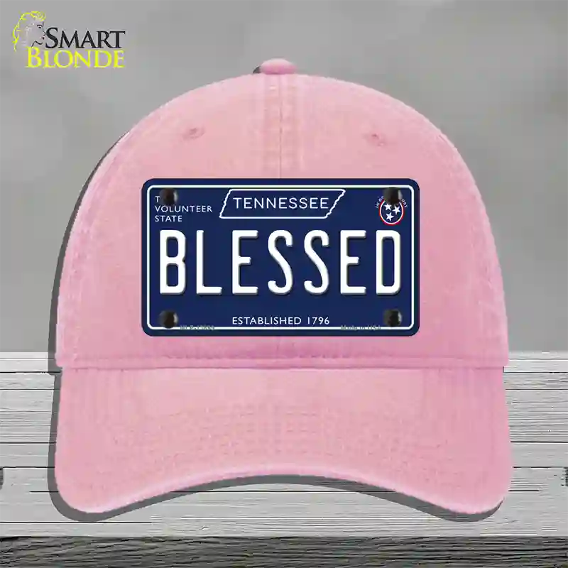 Blessed Tennessee Blue Novelty License Plate Hat Tag Unconstructed Cotton / Pink