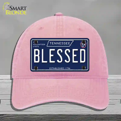 Blessed Tennessee Blue Novelty License Plate Hat Tag Unconstructed Cotton / Pink